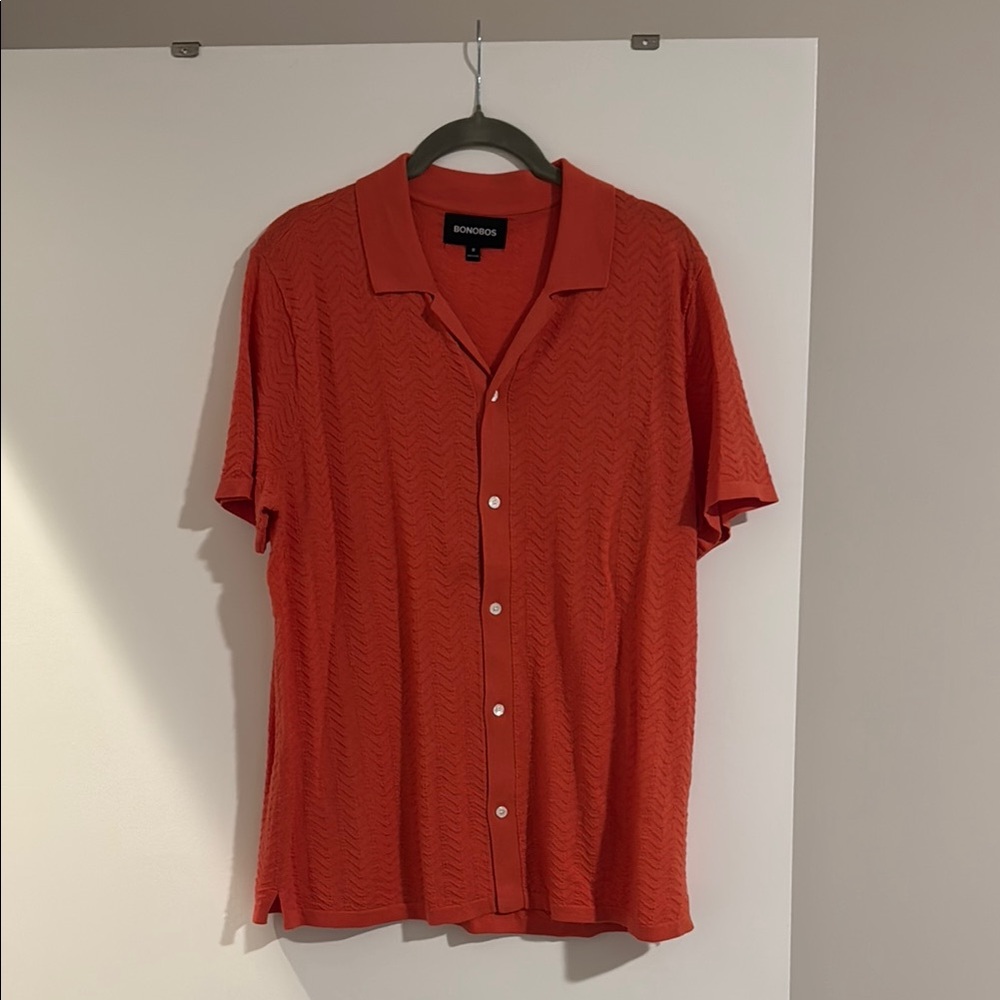 Bonobos Short Sleeve Button-Down Shirt in Brick Red